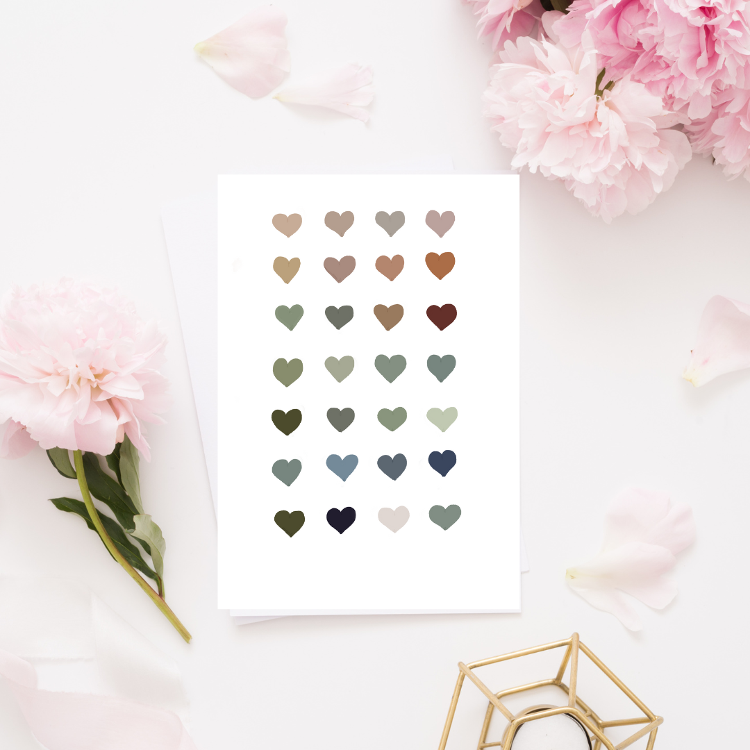 Camping Inspired Nature Hearts Valentine's Card and Anniversary Card